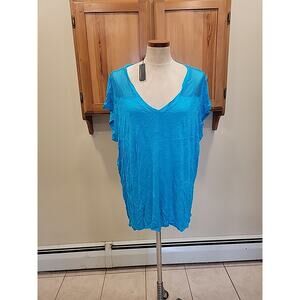 Cable & Gauge Women’s Blue Short Sleeve V-Neck Comfort Stretch T-Shirt 3x